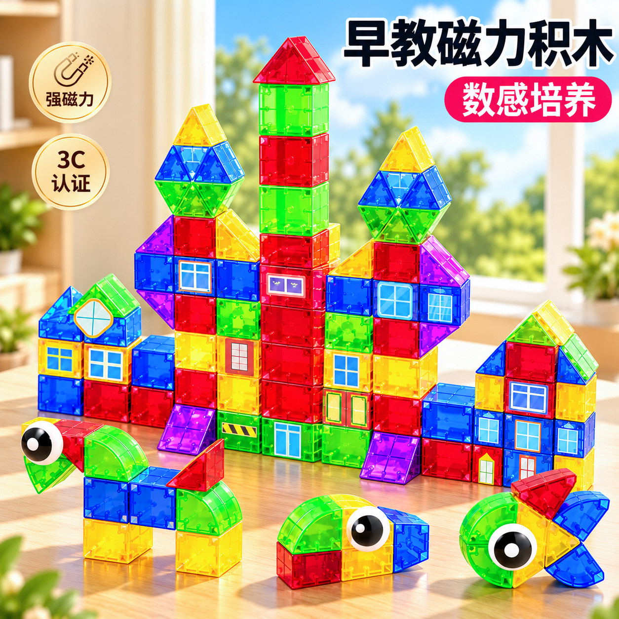 儿童便携磁力积木大颗粒益智拼装