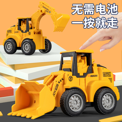 儿童按压小汽车玩具挖掘机挖土机压路机推土机叉车男孩工程车套装