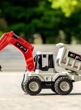 挖掘机玩具车儿童男孩3到6岁合金工程车惯性挖土翻斗车玩具推土机