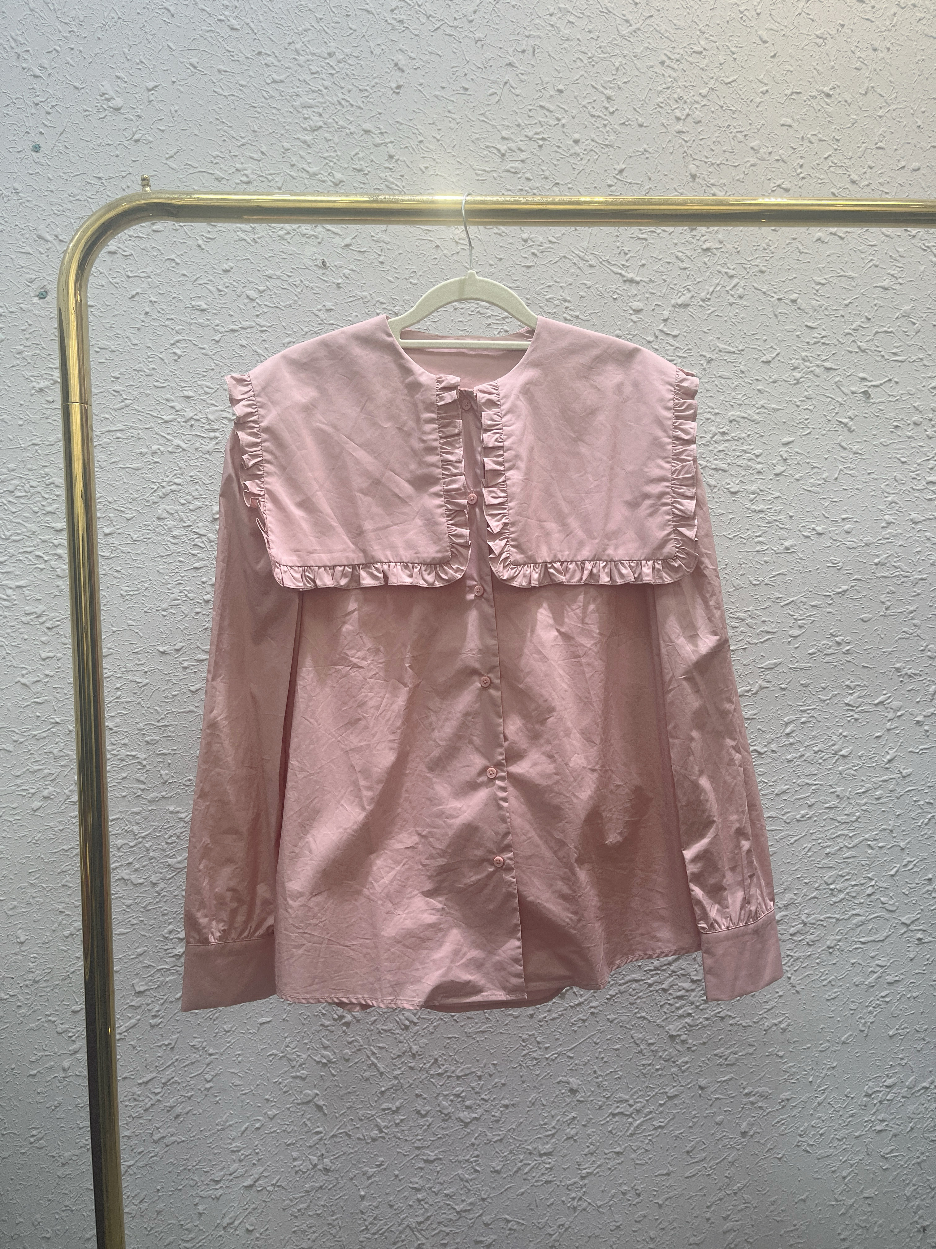 均码出口高品质荷叶边衬衫女宽松衬衫