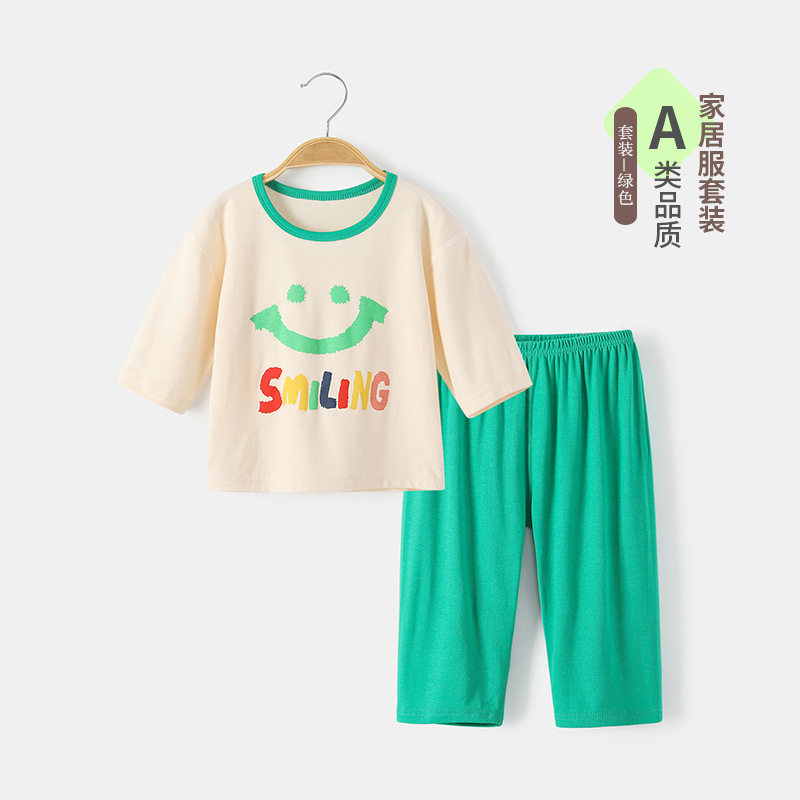 儿童睡衣夏季套装男女宝宝可爱超萌小童空调服薄款家居服软