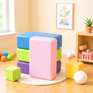 EVA高密度瑜伽砖儿童防滑练功砖舞蹈瑜伽专用多色压腿泡沫砖