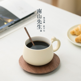 南山先生半见猫咪咖啡杯高档精致家用陶瓷水杯高颜值拉花杯专用杯