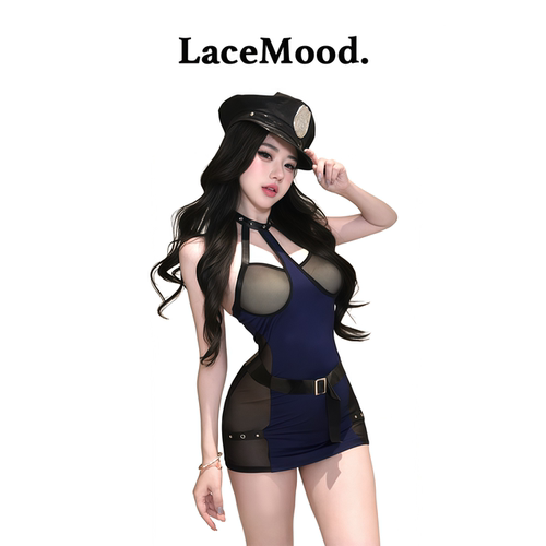 LaceMood：性感万圣节女警cos制服套装透视连体情调趣味qqny内衣