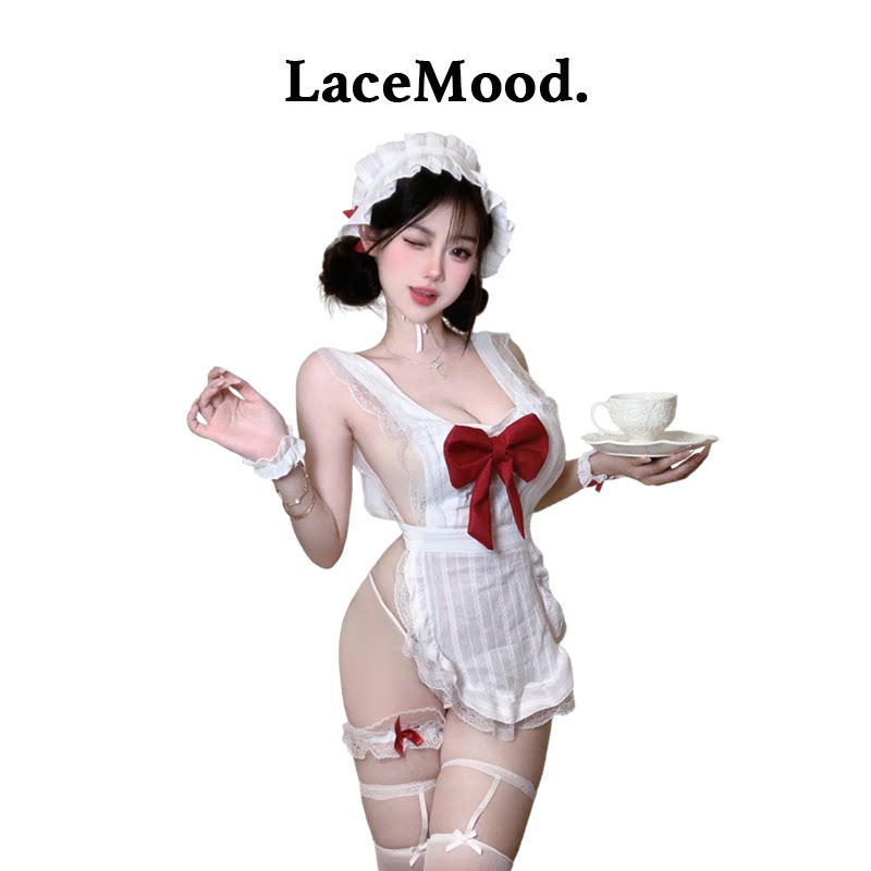LaceMood：性感睡裙甜心女仆制服蝴蝶结小胸战袍qqny纯欲内衣套装