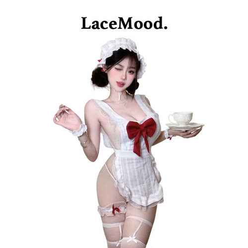 LaceMood：性感睡裙甜心女仆制服蝴蝶结小胸战袍qqny纯欲内衣套装