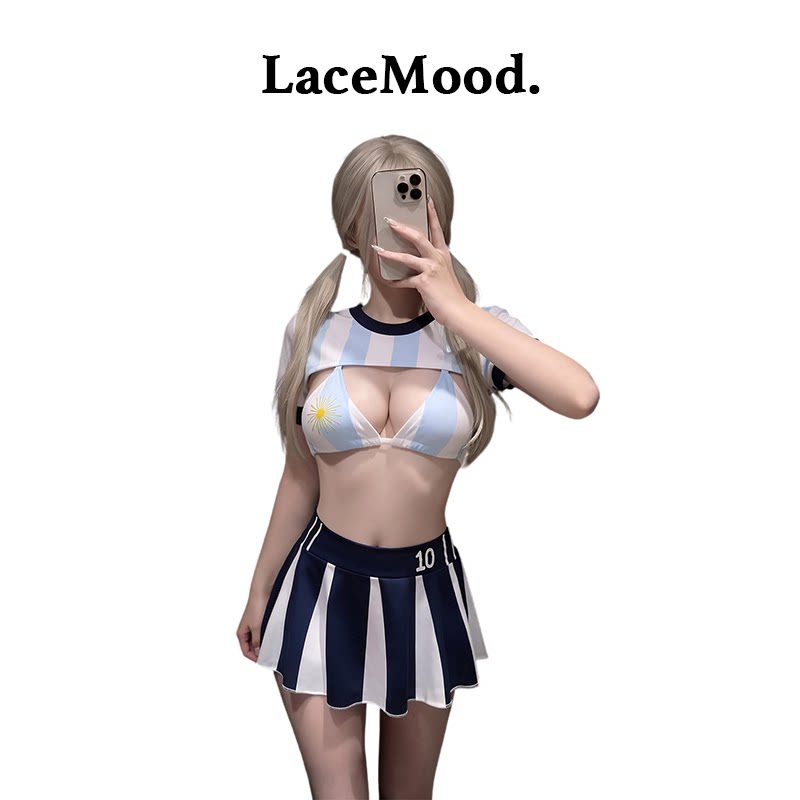 LaceMood：性感啦啦队足球宝贝服女角色扮演套装制服cos睡裙qqny