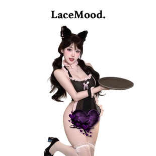 LaceMood:蕾丝女仆蝴蝶性感睡衣角色扮演内衣纯欲女佣qqny连体裙