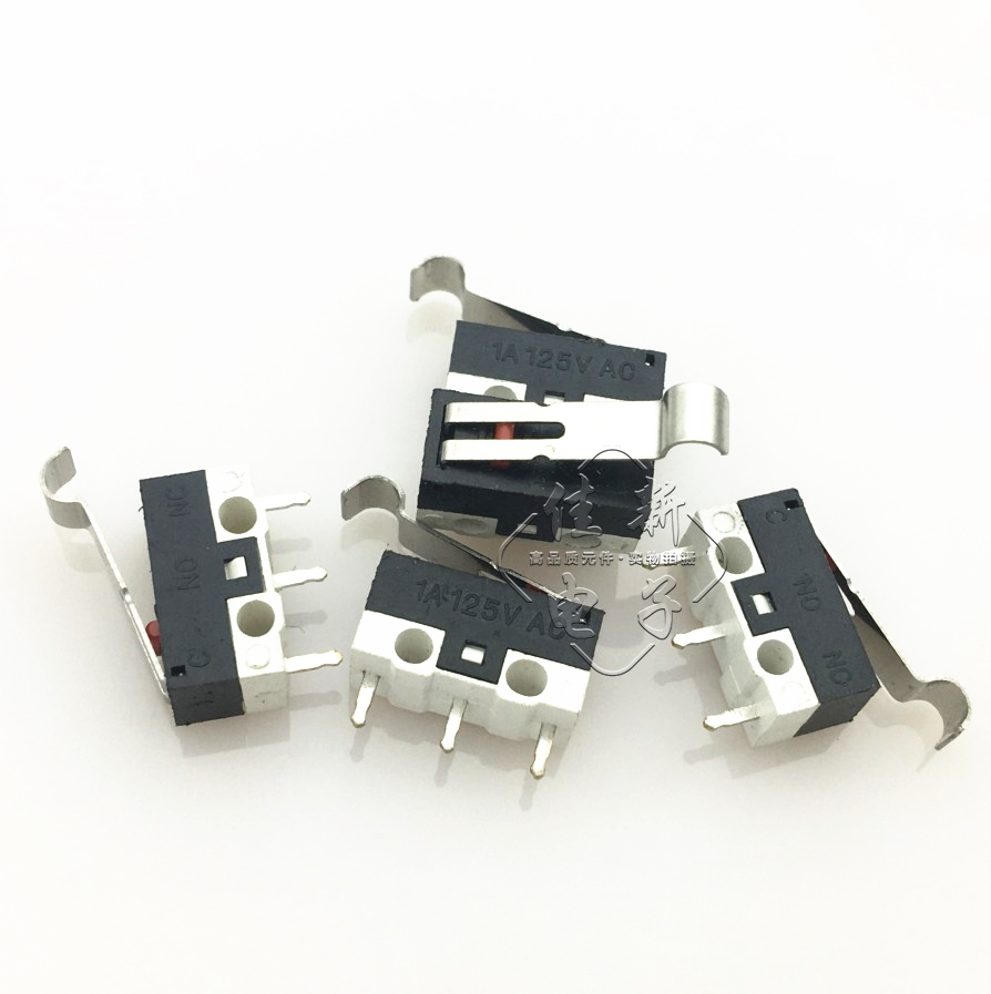 微动开关 鼠标开关1A 2A 125V 三脚直插 按键开关带弯柄凸出 10只