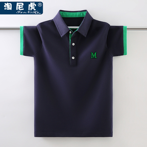 男童短袖t恤翻领2023童装男孩POLO衫夏季儿童中大童休闲体恤上衣8