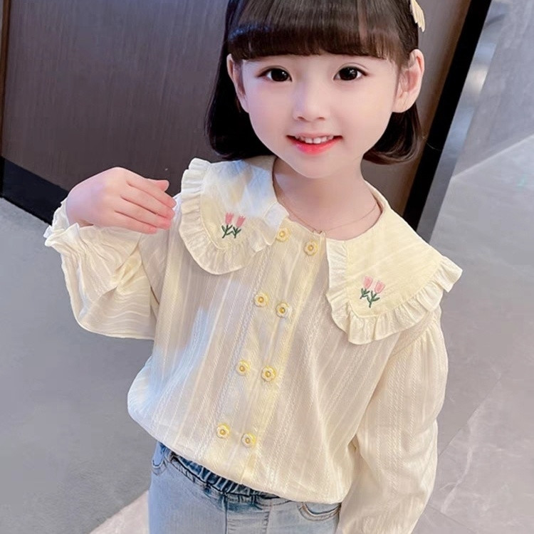 女童衬衫秋季儿童棉布衬
