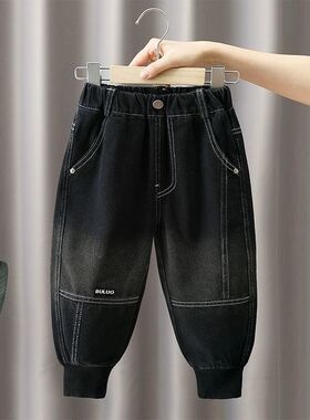 儿童黑色牛仔裤春秋季202