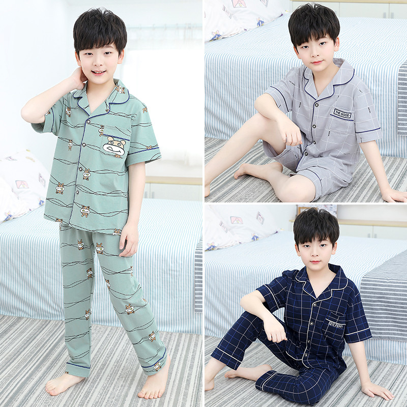 儿童睡衣男夏季纯棉套装