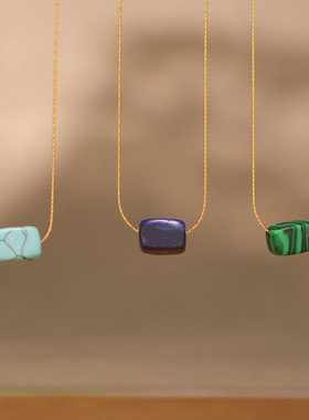 摩天轮小众天然青金石吊坠项链女
