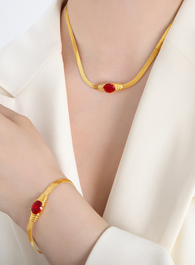 轻奢锆石项链手链女套装