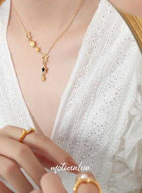 甜美小女生公主个性自然小星星形状镂空项链上班族通勤钛钢锁骨链