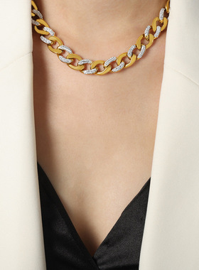 西太后轻奢镶钻古巴链套装