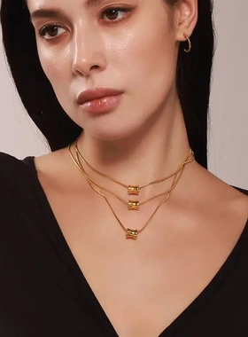欧美风小蛮腰钛钢镀金项链