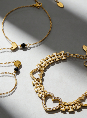 不锈钢锆石手表链镀18k金ins欧美