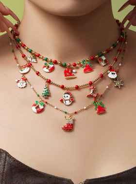 滴油圣诞树老人铃铛雪花麋鹿雪人