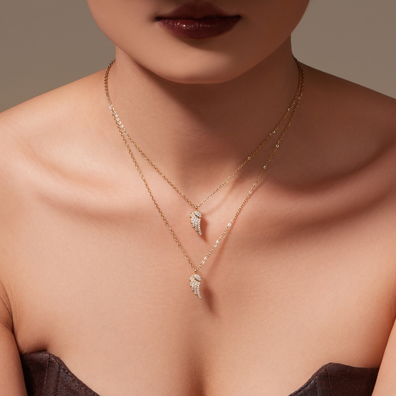 摩天轮欧美风天使之翼吊坠项链手