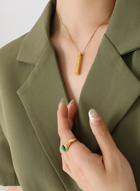 简约欧美风钛钢立体项链女