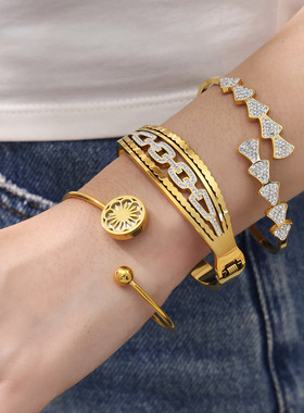 欧美时尚长城纹带钻超闪锆石卡扣