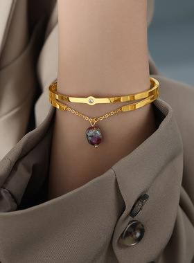 个性潮流时尚双层叠戴风设计链条