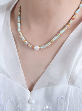 波西米亚风格多色彩天然石淡水珍