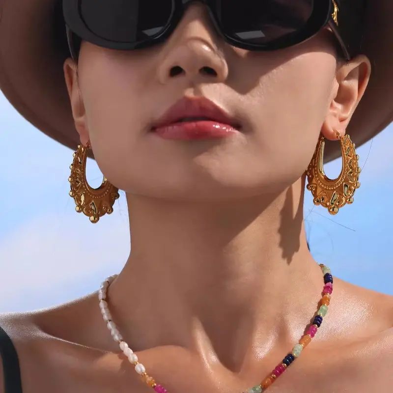 跨境欧美夸张个性不规则皇冠耳环铜材质镀18K金高端个性配饰耳饰