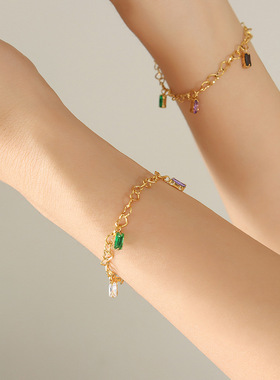 五彩缤纷时尚潮流钛钢镀金手链