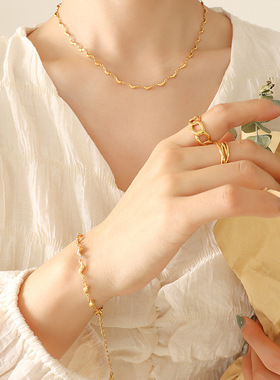 欧美高端百搭marka小众设计bracelet钛钢18k金几何小辣椒情侣手链