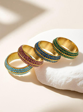 摩天轮四排满钻镶5A锆石重工戒指