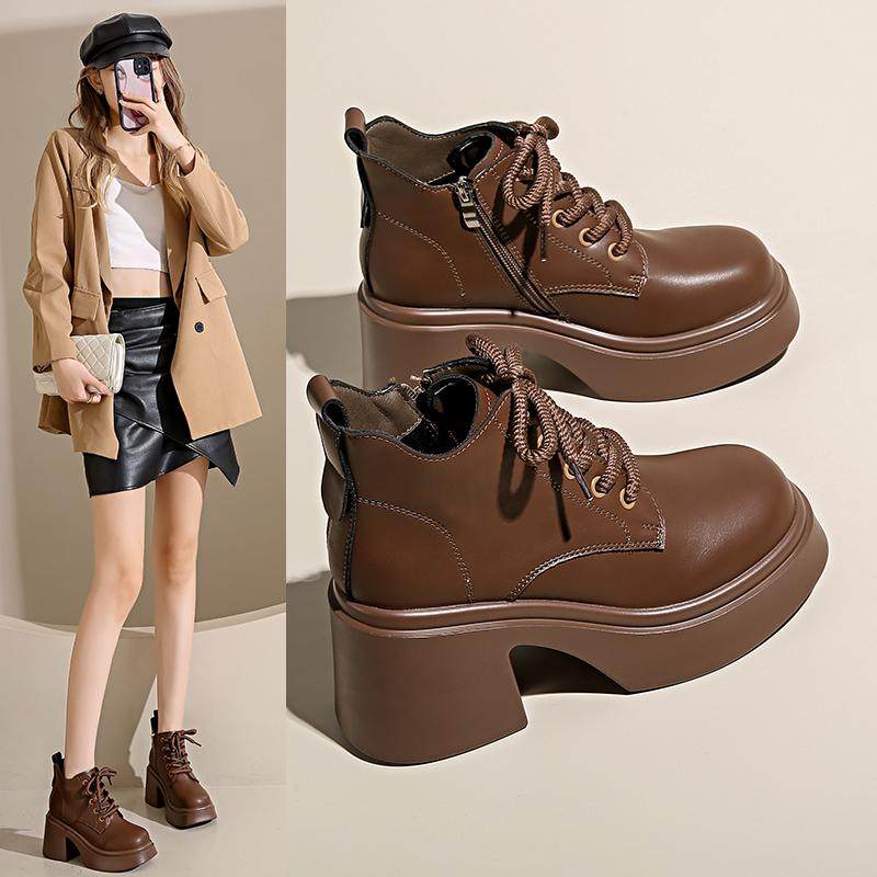 厚底高跟马丁靴女2024秋冬新款小个子英伦风百搭显脚小初秋及裸靴,女鞋,马丁靴,淘宝优惠券,粉丝福利购,淘宝优惠卷