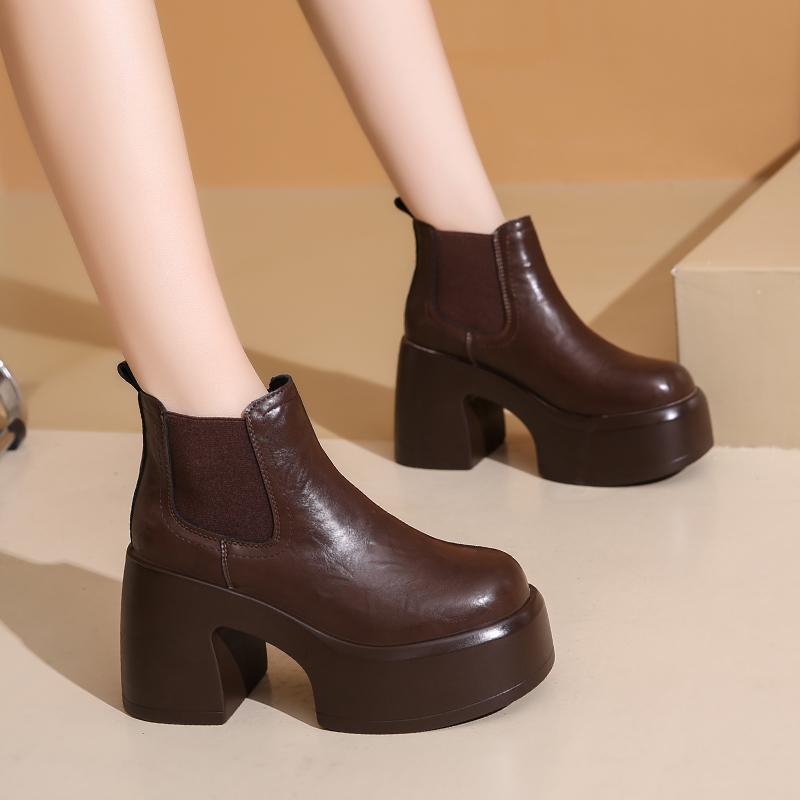 新款加绒增高切尔西靴