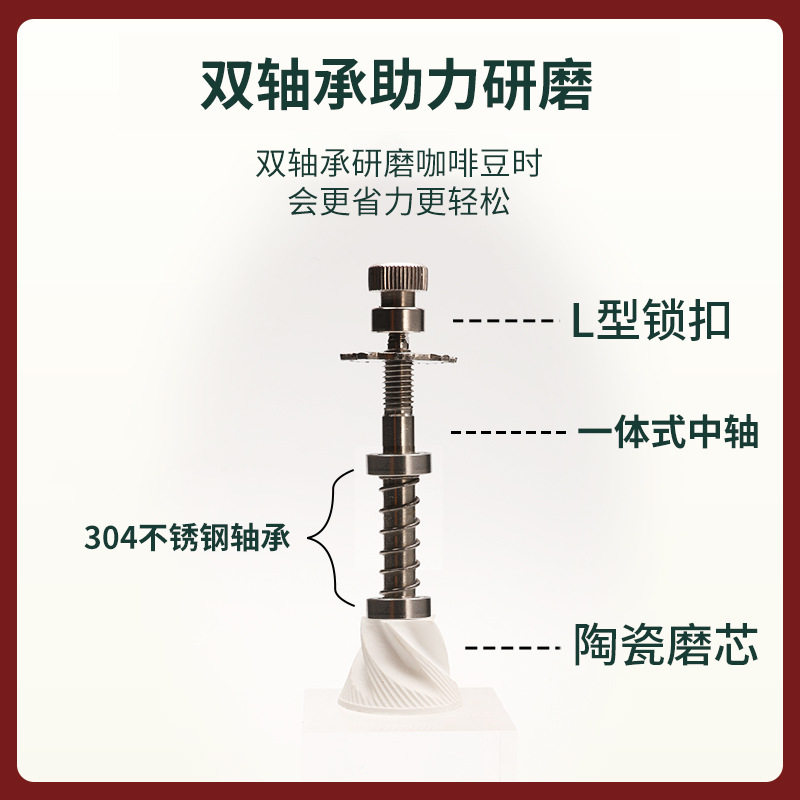 咖啡豆研磨机手摇双轴承