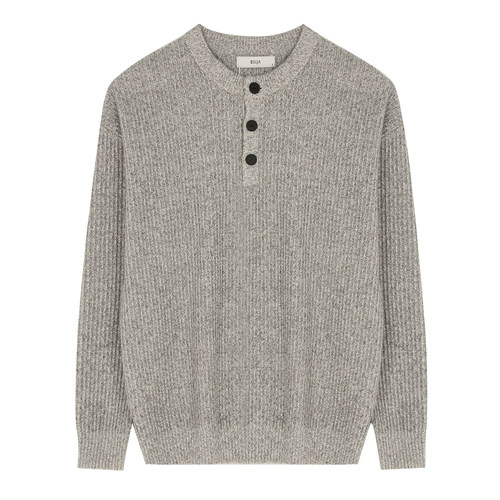 毕厶迦冬季亨利领灰色套头毛衣