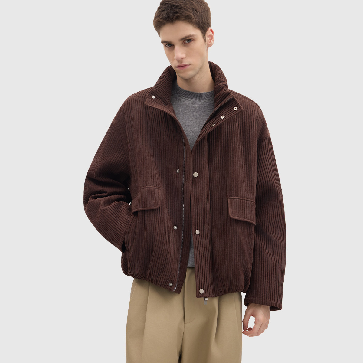 立领防风保暖羽绒服男款冬季