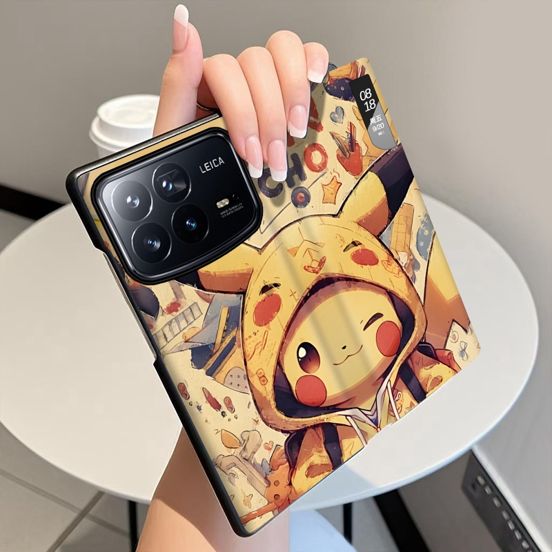 皮卡丘翻适用小米MixFold4手机壳翻盖全包中轴铰链皮套Mix Fold4折叠屏手机套磁吸智能视窗Fold4防摔保护套