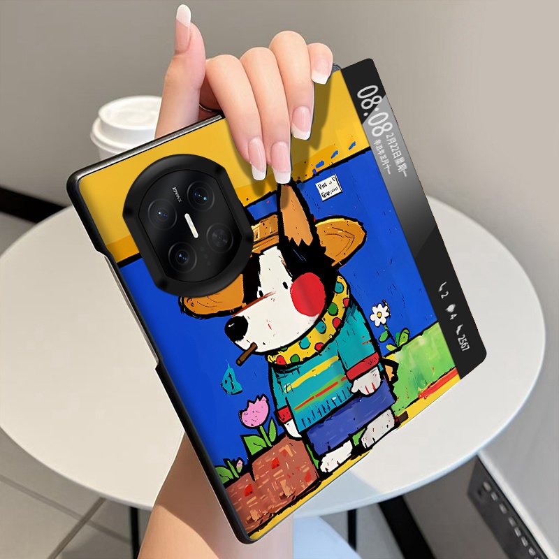 草帽狗适用华为MateX7手机壳翻盖全包皮套MateX6折叠屏磁吸智能视窗MateX5中轴MateX3铰链MateX2保护套