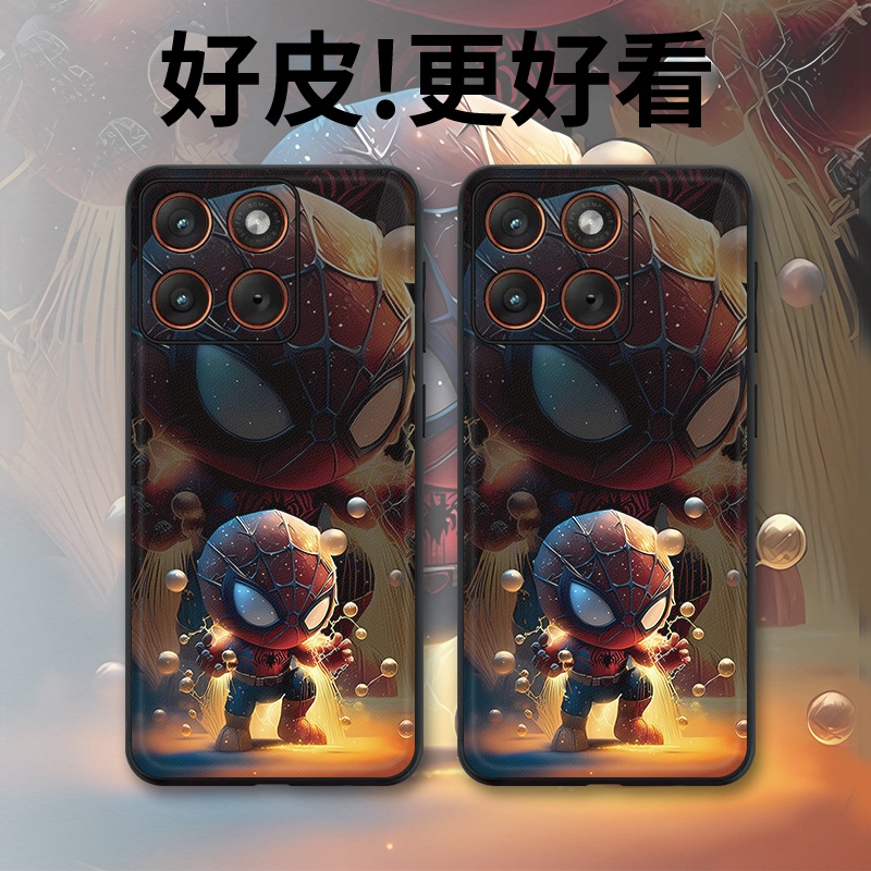 迷你蜘蛛侠适用摩托罗拉X70Air手机壳Edge60Pro皮革Edge60s个性X50Ultra潮牌Edge60全包X30Pro防摔S30保护套