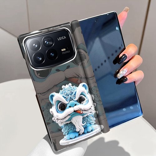 狮子雕像适用小米MixFold4手机壳磁吸中轴全包铰链Mix Fold4折叠屏电镀手机套Fold4高级新款超薄防摔保护套