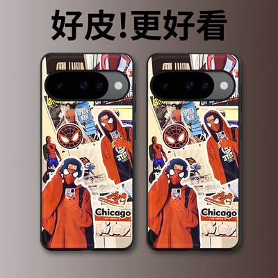蜘蛛侠拼贴适用谷歌Pixel10手机壳皮纹Pixel9pro个性Pixel10proXL潮牌Pixel7皮革Pixel8pro/7pro/6a/8a保护套