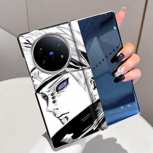 黑白绘火影适用vivoXFold5手机壳磁吸中轴XFold3全包铰链XFold3Pro折叠屏高级电镀vivo XFold3超薄防摔保护套