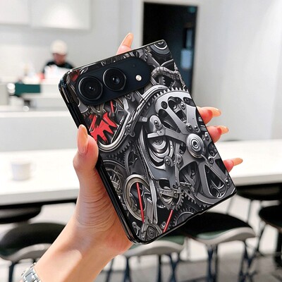 机械迷城适用iPhoneDuo手机壳高级皮革纹前框后壳分体式苹果Duo折叠屏个性潮牌皮套新款男女全包防摔保护套