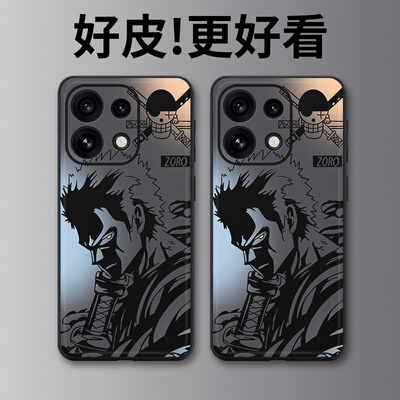 黑白底路飞适用OPPOReno16手机壳皮革纹Reno16Pro个性Reno15潮牌Reno14Pro全包Reno13防摔Reno12Reno11保护套