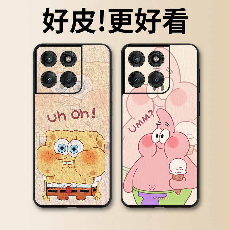 海绵宝宝适用摩托罗拉Edge60手机壳Edge60Pro皮革X50Ultra个性Edge60s潮牌S30pro全包X30Pro防摔S30保护套