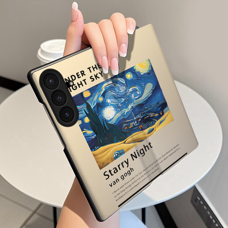 艺术油画适用三星ZFold7手机壳翻盖皮套ZFold6全包中轴铰链ZFold5折叠屏w25磁吸w24智能休眠Galaxy保护套