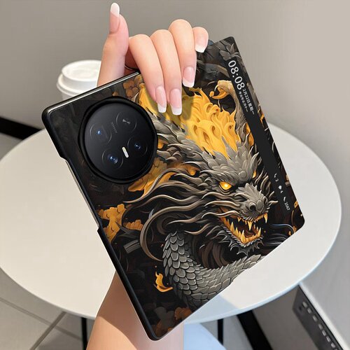 黑金神龙适用荣耀MagicV6手机壳翻盖皮套MagicV5折叠屏MagicV3智能视窗MagicVs3磁吸V2全包MagicVs2保护套