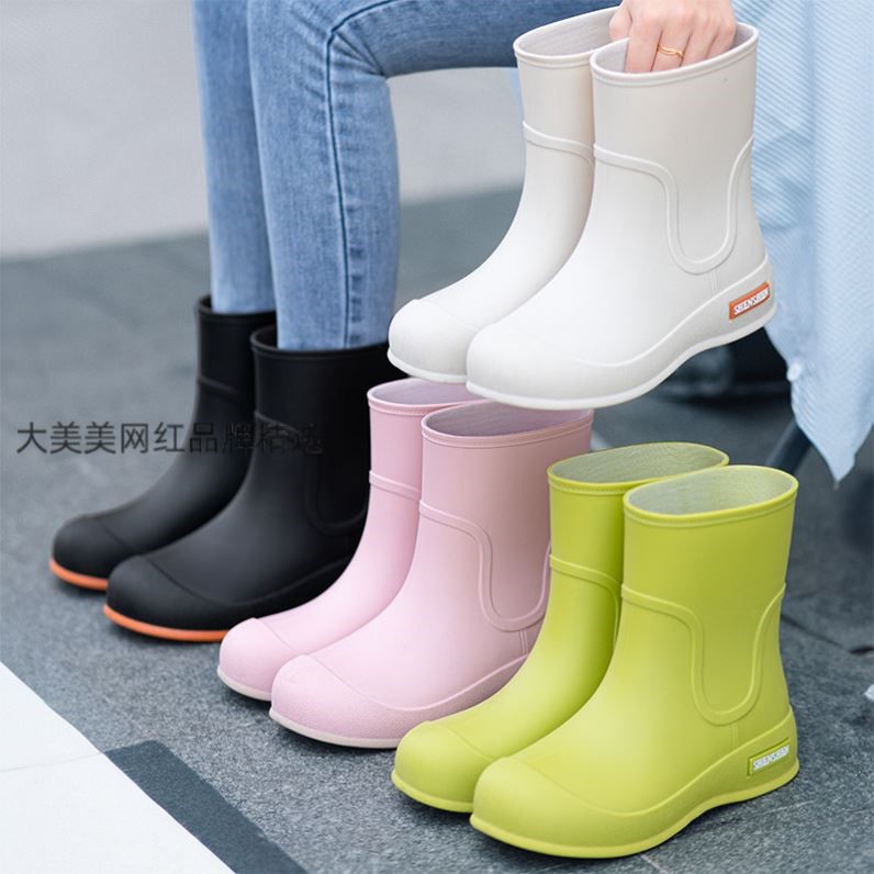 雨鞋女款中筒雨靴加绒水鞋新款防水防滑胶鞋厨房洗车工作短筒水靴